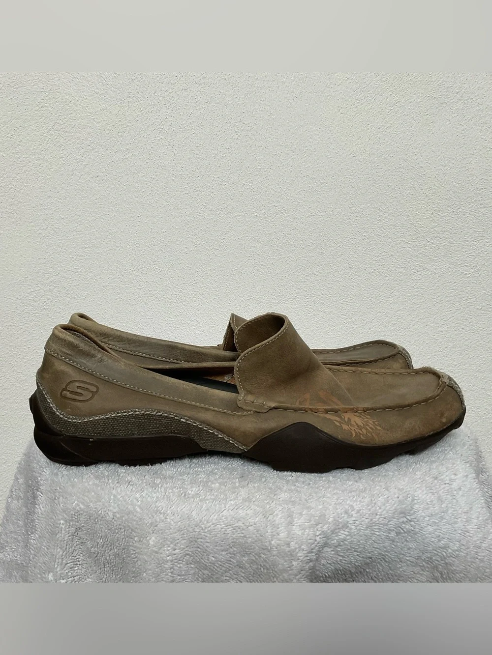 Skechers Light Brown Leather Slip On Driving Loafer Size 10.5 Men's Casual